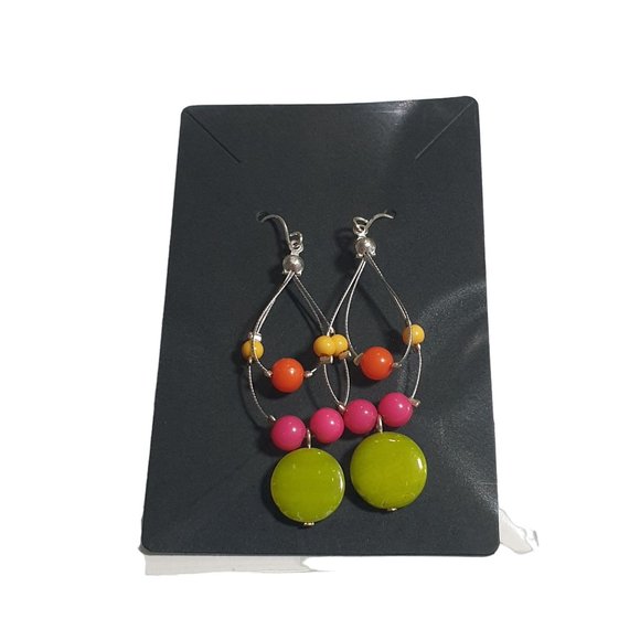 Boho Bead Vintage 70s Style Dangle Earrings Womens Jewelry Costume Beach Core - Picture 5 of 5